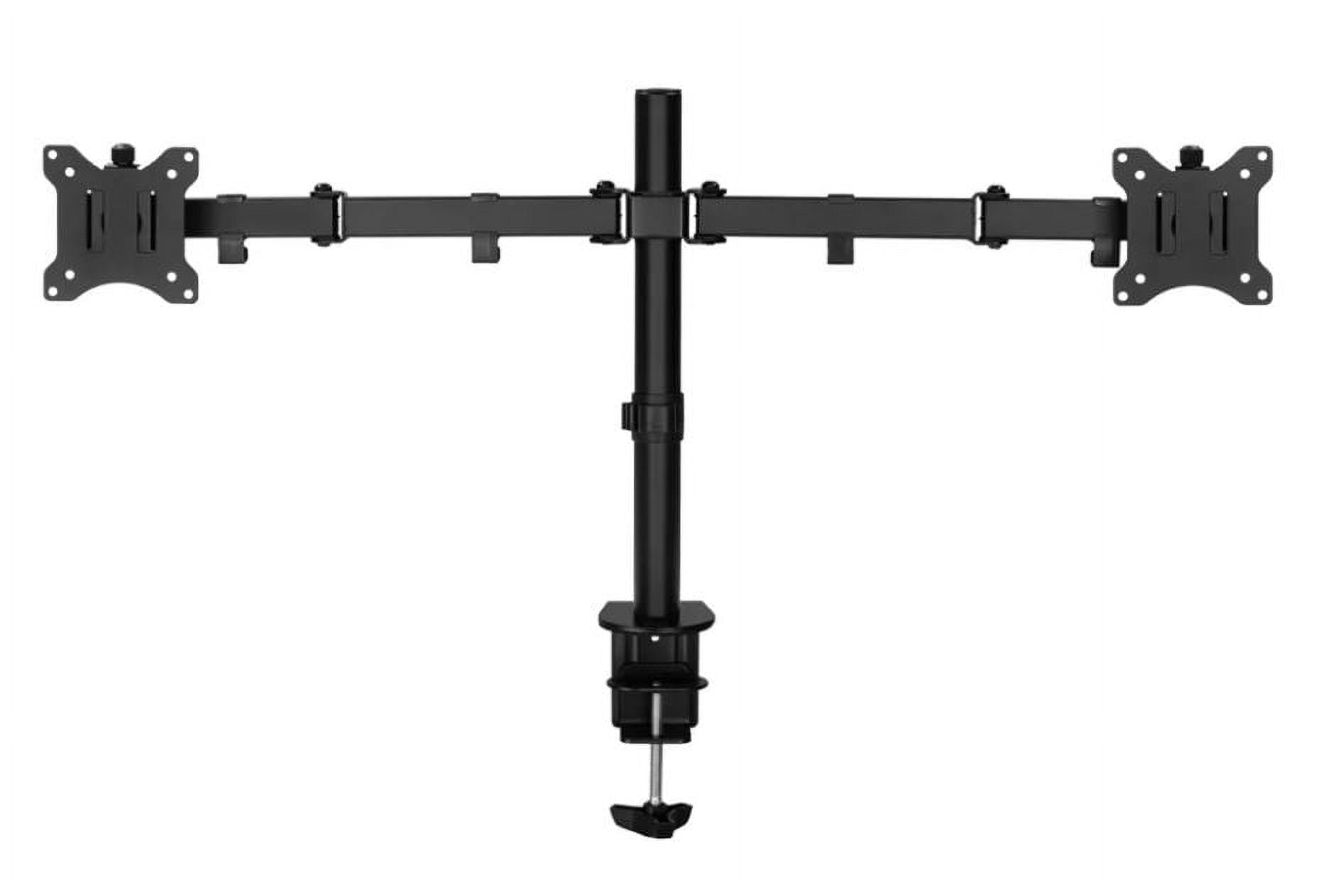 Black Steel Dual Monitor Desk Mount with Easy Clamp