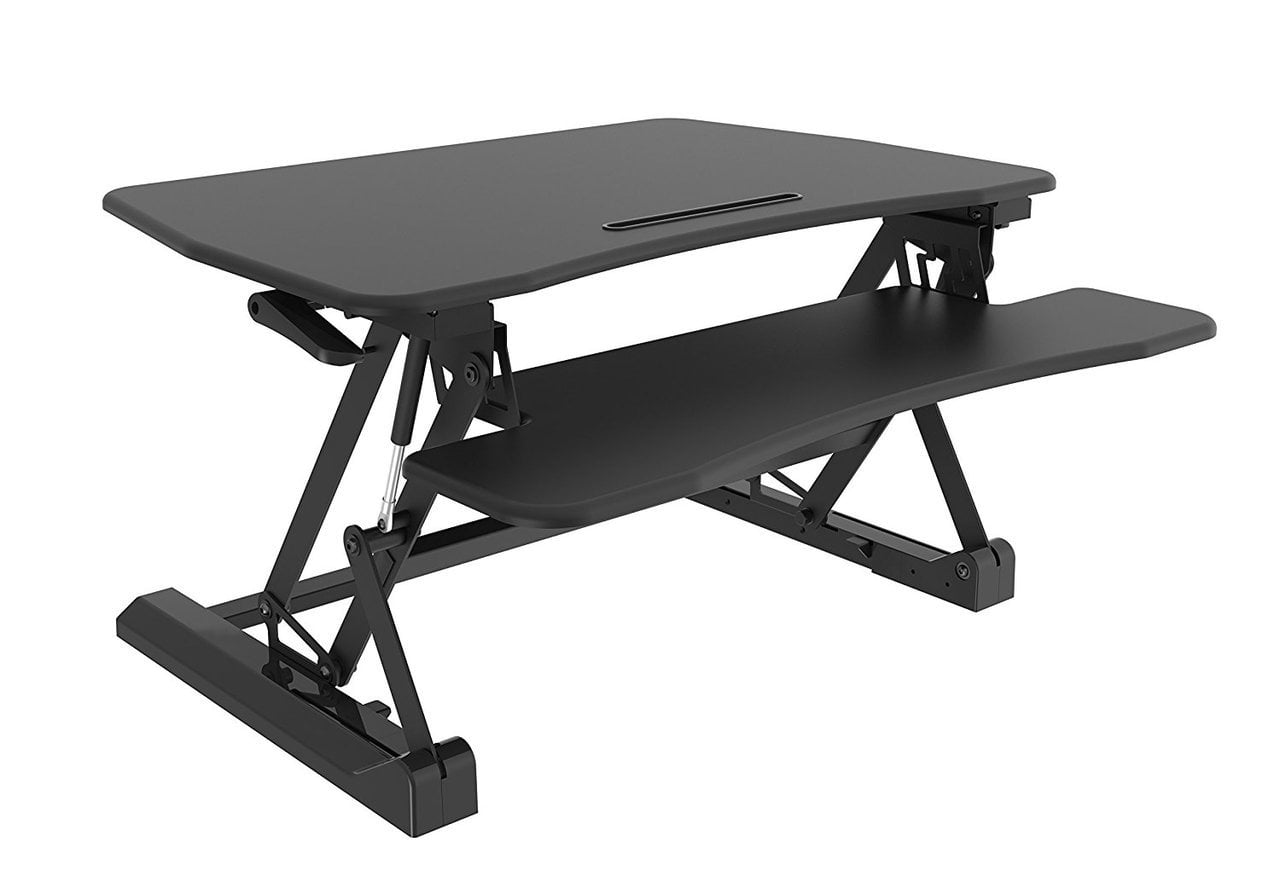 Black Adjustable Height Standing Desk Converter with Keyboard Tray