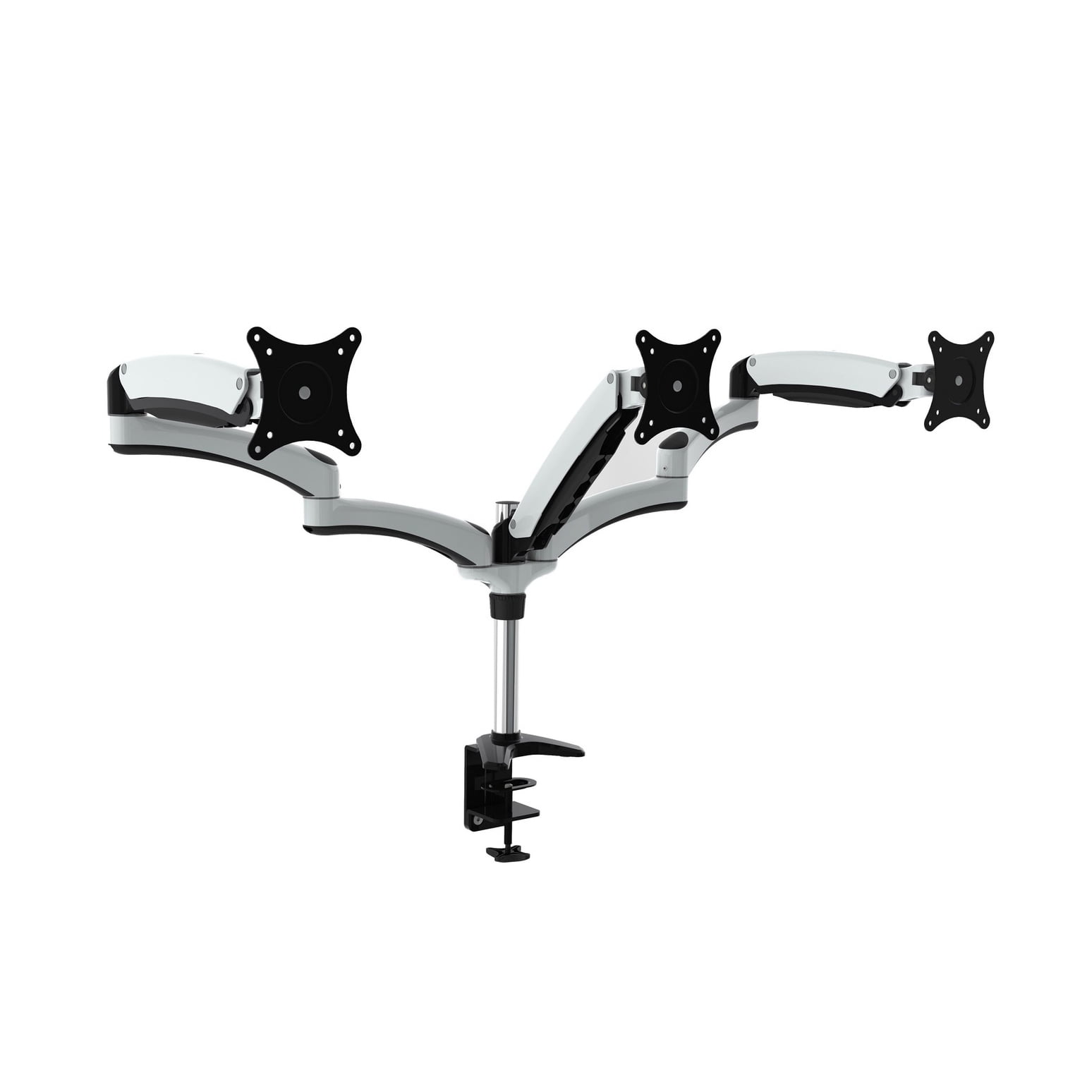 Triple Monitor Mount with Articulating Arms in Black and White