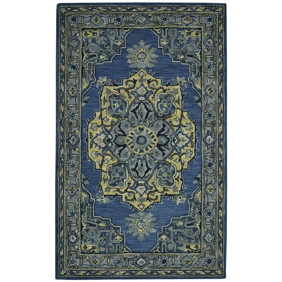 Amer Rug BOH117696 7 ft. 6 in. x 9 ft. 6 in. Boho 11 Hand-Tufted Area Rug - Steel Blue