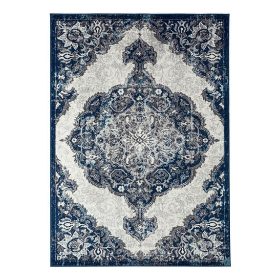 Amer Rugs Alexandria Wiltshire Navy Medallion 4'x6' Area Rug ALX860406
