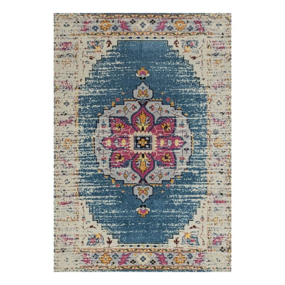 Manhattan 15 Turqouise Power-Loomed Area Rug 7'6"x9'6"
