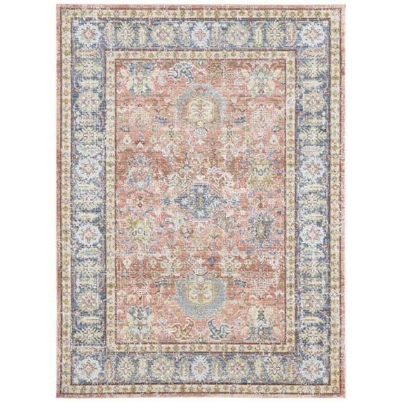 Amer Rugs Bordered Vintage Transitional Area Rug, Beige, 94" x 126"