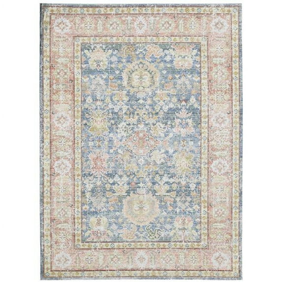 Amer Rugs Century Bordered Vintage Blue/Pink Area Rug or Runner