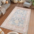 thumbnail image 1 of Amer Rugs Century Collection 5x7 Area Rug, Bordered Rugs for Living Room, Bedroom, Kitchen, Office, Pet Friendly, Ultra Low Pile, High Traffic Area, Stain Resistance - Navy/Pink, 1 of 8