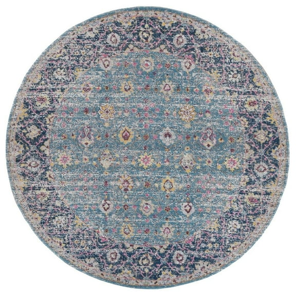 Amer Rugs Eternal Bordered Vintage Turquoise Area Rug, Runner, or Round
