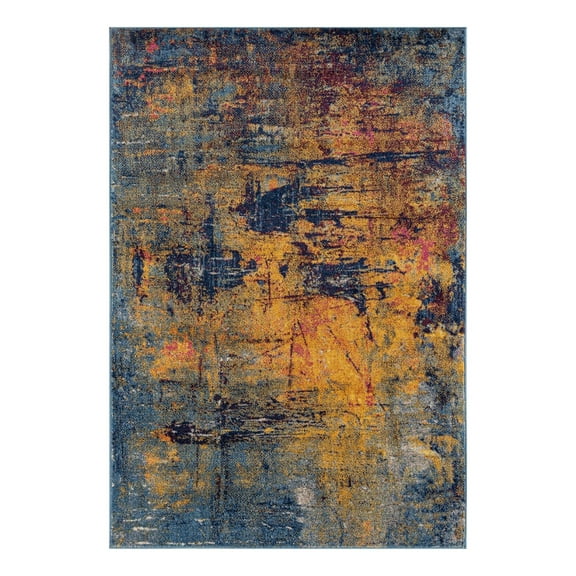 Amer Rugs Manhattan Bunnt Abstract Orange And Navy 7'6"x9'6" Area Rug MAN417696