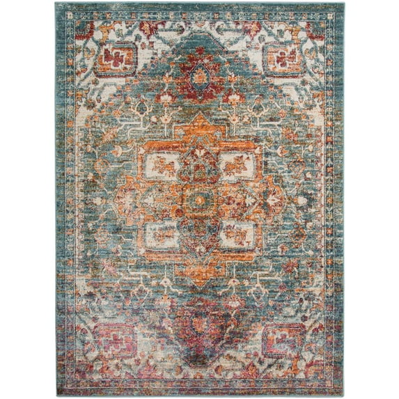 Amer Rugs Xavier Medallion Vintage Teal Area Rug
