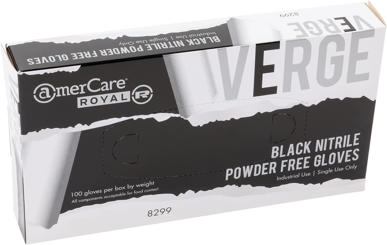AmerCare Edge Powder Free Nitrile Gloves, Black