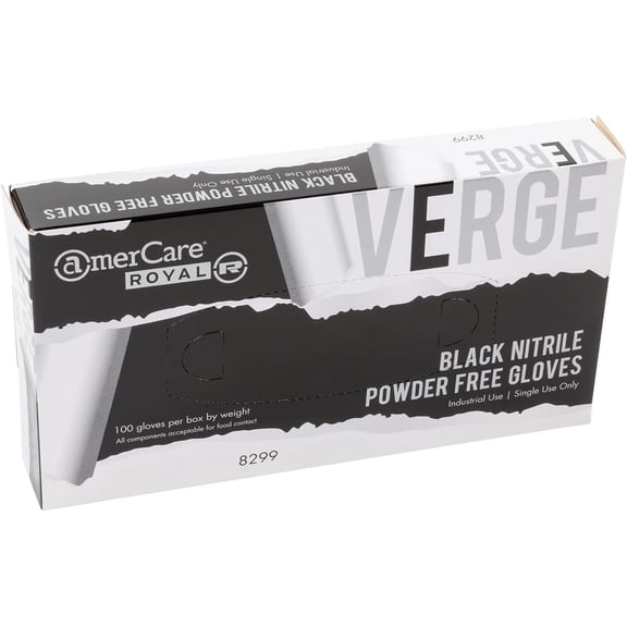 AmerCare Edge Powder Free Nitrile Gloves, Black