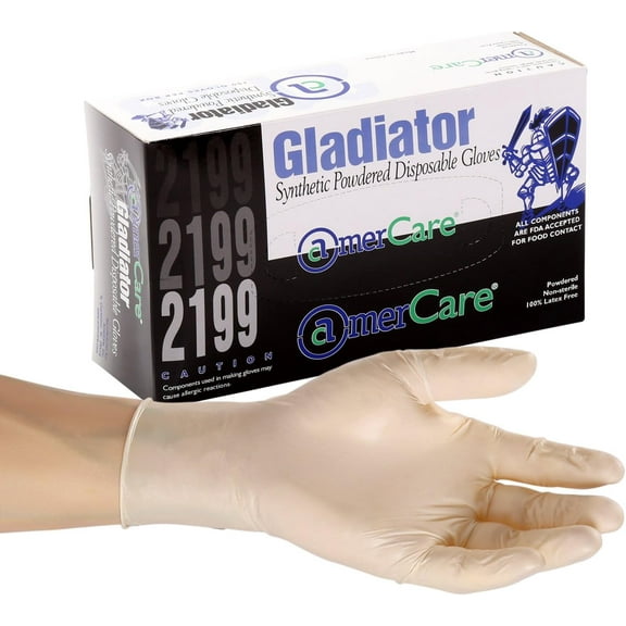 AmerCare Gladiator Synthetic Gloves, Lightly Powdered