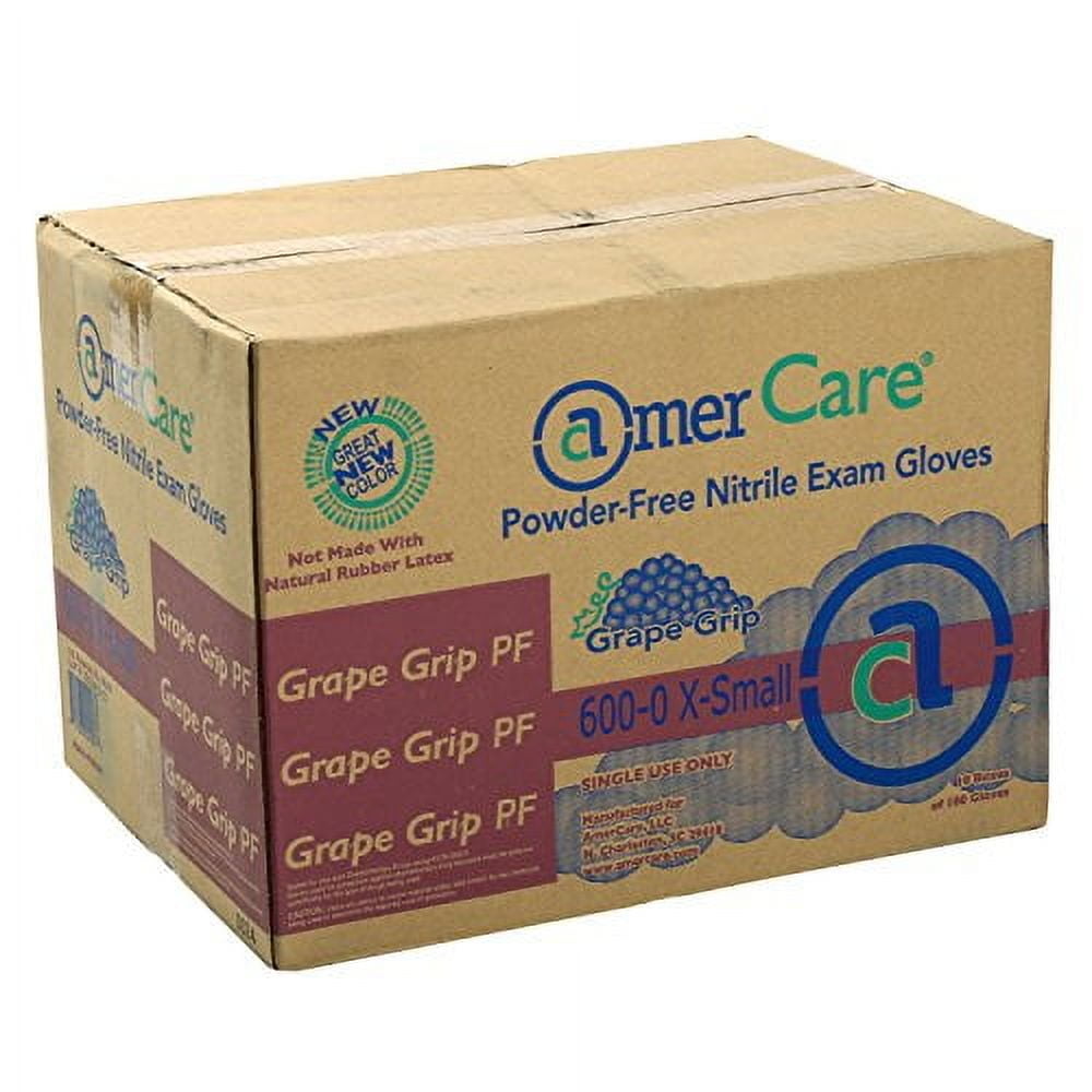 AmerCare Grape Grip Exam Grade Nitrile Gloves, Powder Free