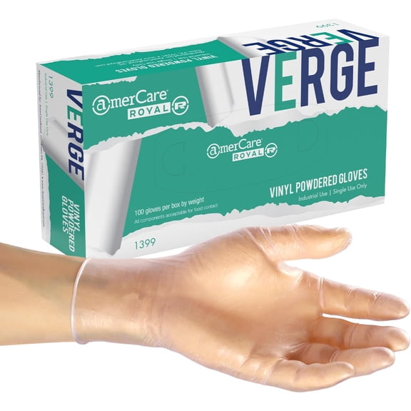 AmerCare Verge Powdered Gloves, Vinyl