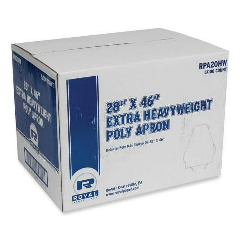 Heavyweight Poly Aprons, 28 x 46, 1.77 mil, One Size Fits All, White, 500/Carton Heavyweight Poly Aprons, 28 x 46, 1.77 mil, One Size Fits All, White, 500/Carton