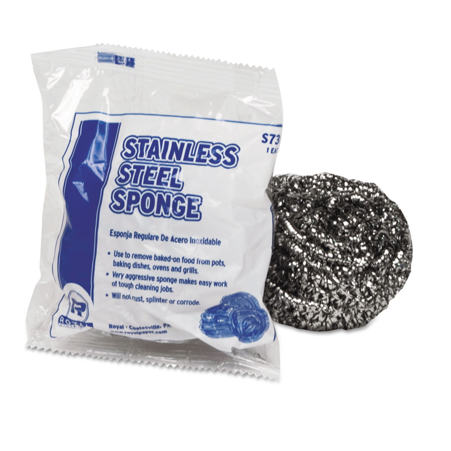 Metallic Sponge Color Regular Stainless Steel Sponge, Polybagged, 1.50 oz, 12 PK, 144/CT ...