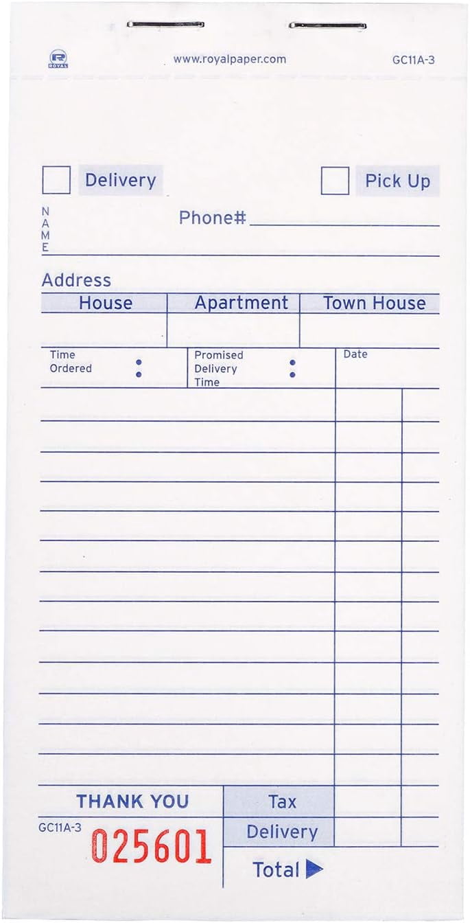 AmerCareRoyal guest check pad, 14 lines, three-part carbonless, 3.4 x 6 ...