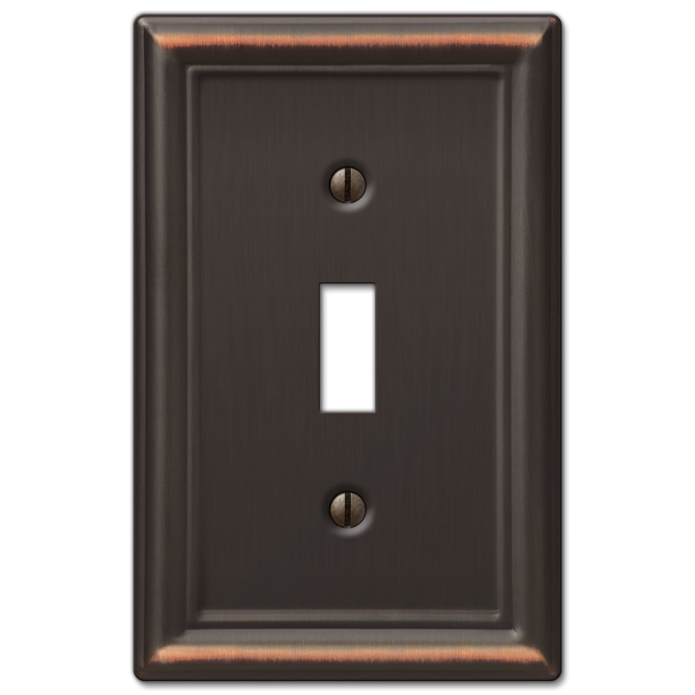 Amerelle Chelsea Aged Bronze 1-Gang Stamped Steel Toggle Wall Plate
