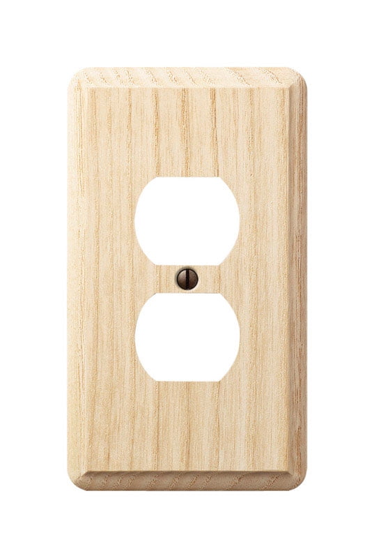 Amerelle Unfinished Beige Ash Wood Duplex Outlet Wall Plate
