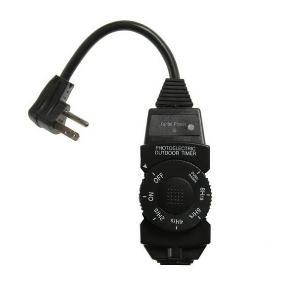 AmerTac TM14DOLB Outdoor Daily Photocell Timer 1-Outlet Self-Adjusting - Black