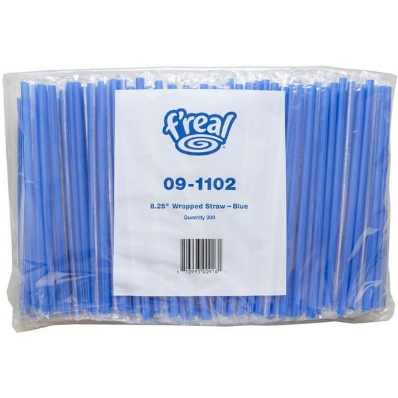 Amercare F Real Blue Poly Wrapped Giant Straw, 300 count per pack -- 10 per case.
