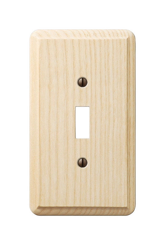 Amerelle Unfinished Beige Ash Wood 1-Gang Toggle Wall Plate