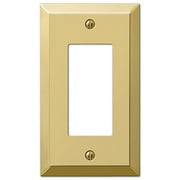 Amerelle 1-Gang Stamped Steel Rocker Decorator Wall Plate, Polished Brass 163RBR