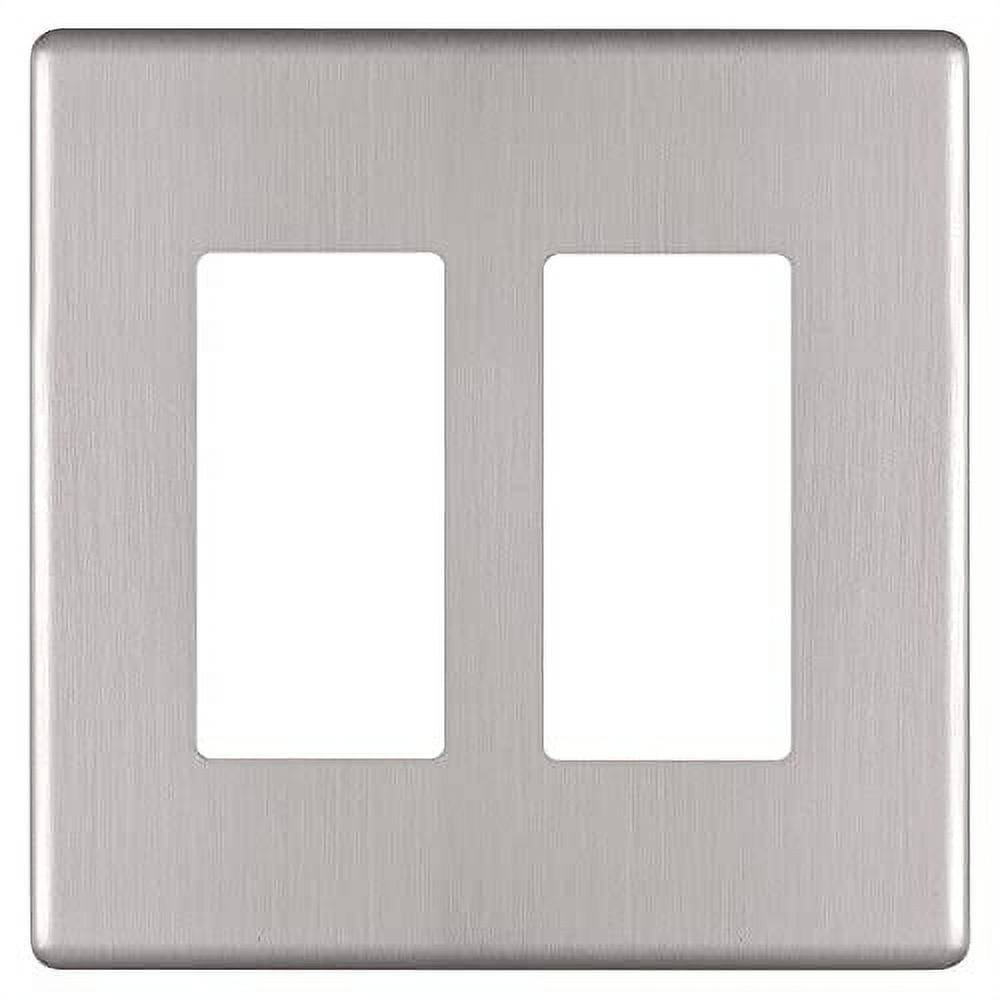 Brushed Nickel Double Rocker Steel Wall Plate