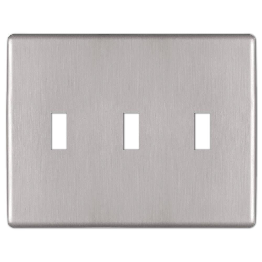 Brushed Nickel Triple Toggle Steel Wall Plate