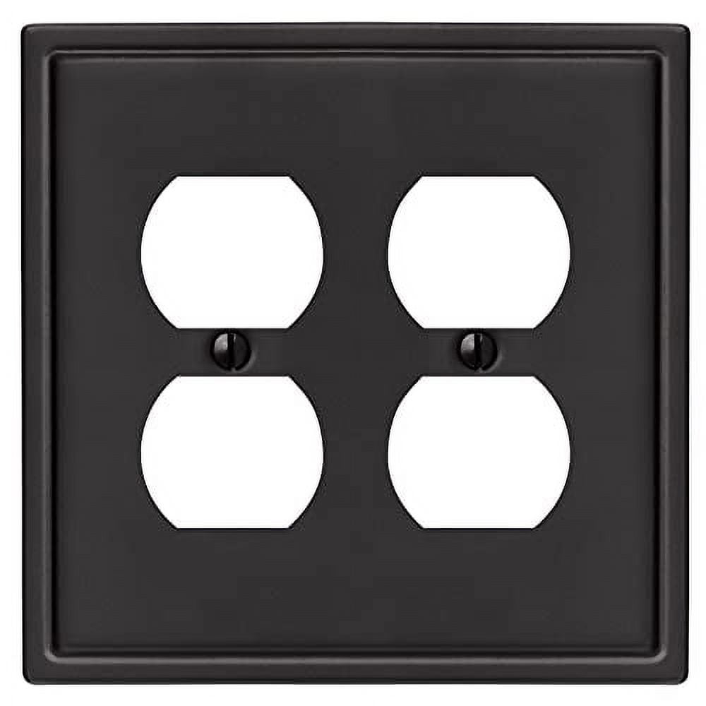 Matte Black Steel Double Duplex Wallplate