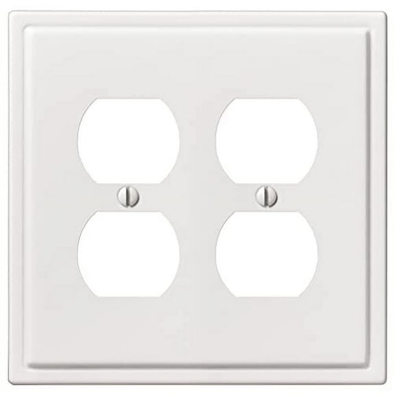 Amerelle 148DDW Moderne Wallplate, 2 Duplex, Steel, White, 1-Pack