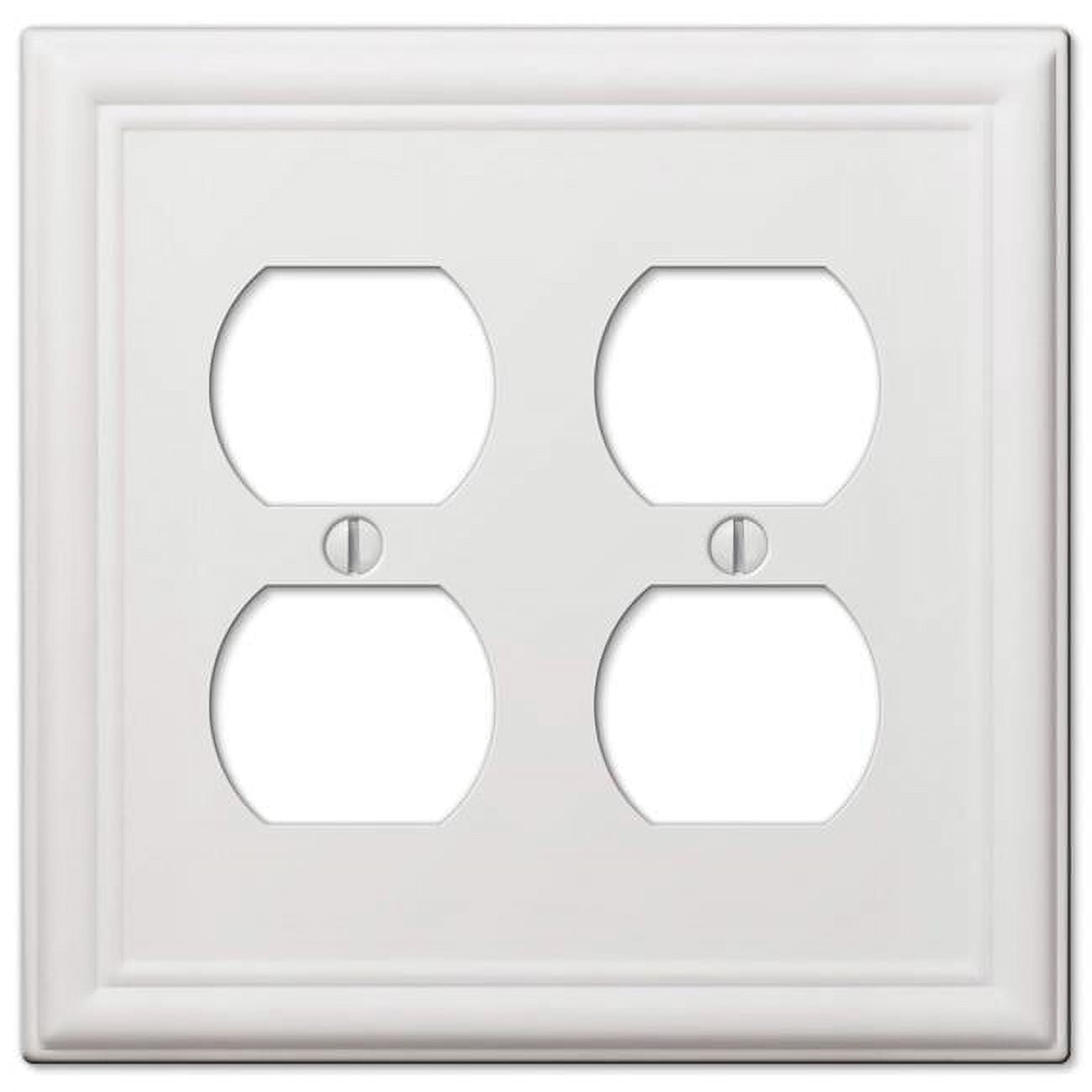 White 2-Gang Stamped Steel Duplex Wall Plate