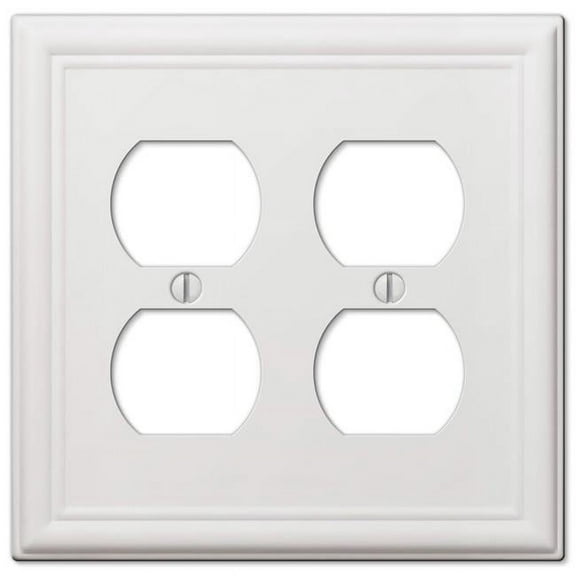 Amerelle 149DDW Chelsea Wallplate, 2 Duplex, Steel, White, 1-Pack