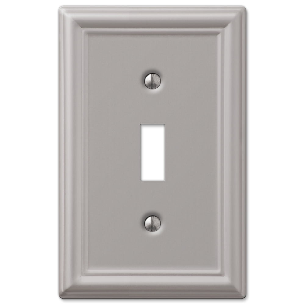Brushed Nickel 1-Gang Stamped Steel Toggle Wall Plate