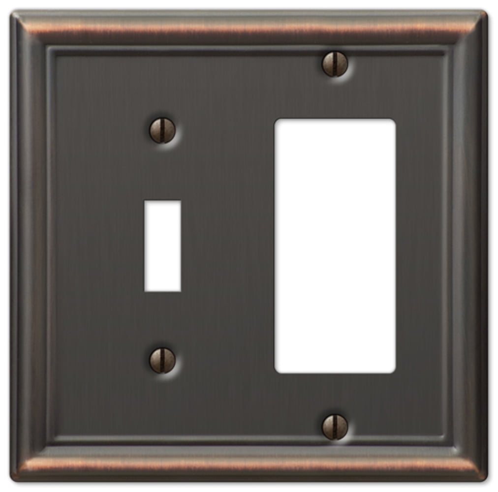 Aged Bronze 2-Gang Steel Rocker/Toggle Wall Plate