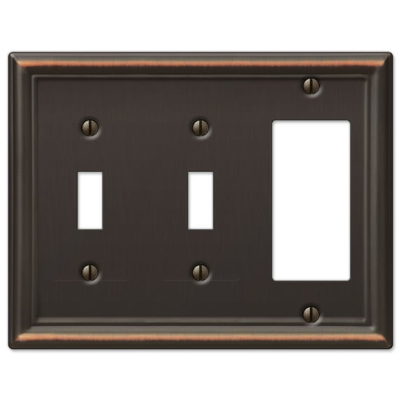 Amerelle 149TTRDB Chelsea Wallplate, 2 Toggle / 1 Rocker GFCI, Steel, Aged Bronze, 1-Pack