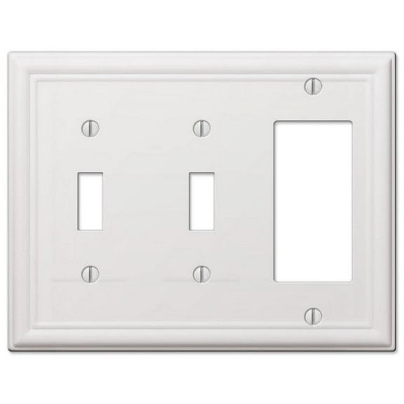 Amerelle 149TTRW Chelsea Wallplate, 2 Toggle / 1 Rocker, Steel, White, 1-Pack