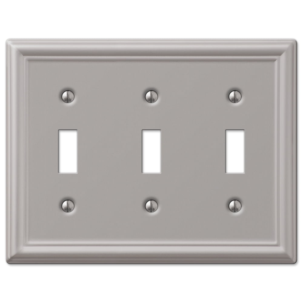 Brushed Nickel 3-Gang Steel Toggle Wall Plate