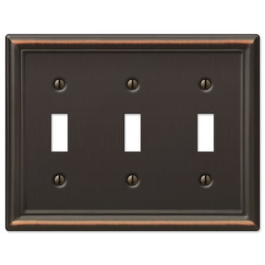 Amerelle 149TTTDB Chelsea Wallplate, 3 Toggle, Steel, Aged Bronze, 1-Pack