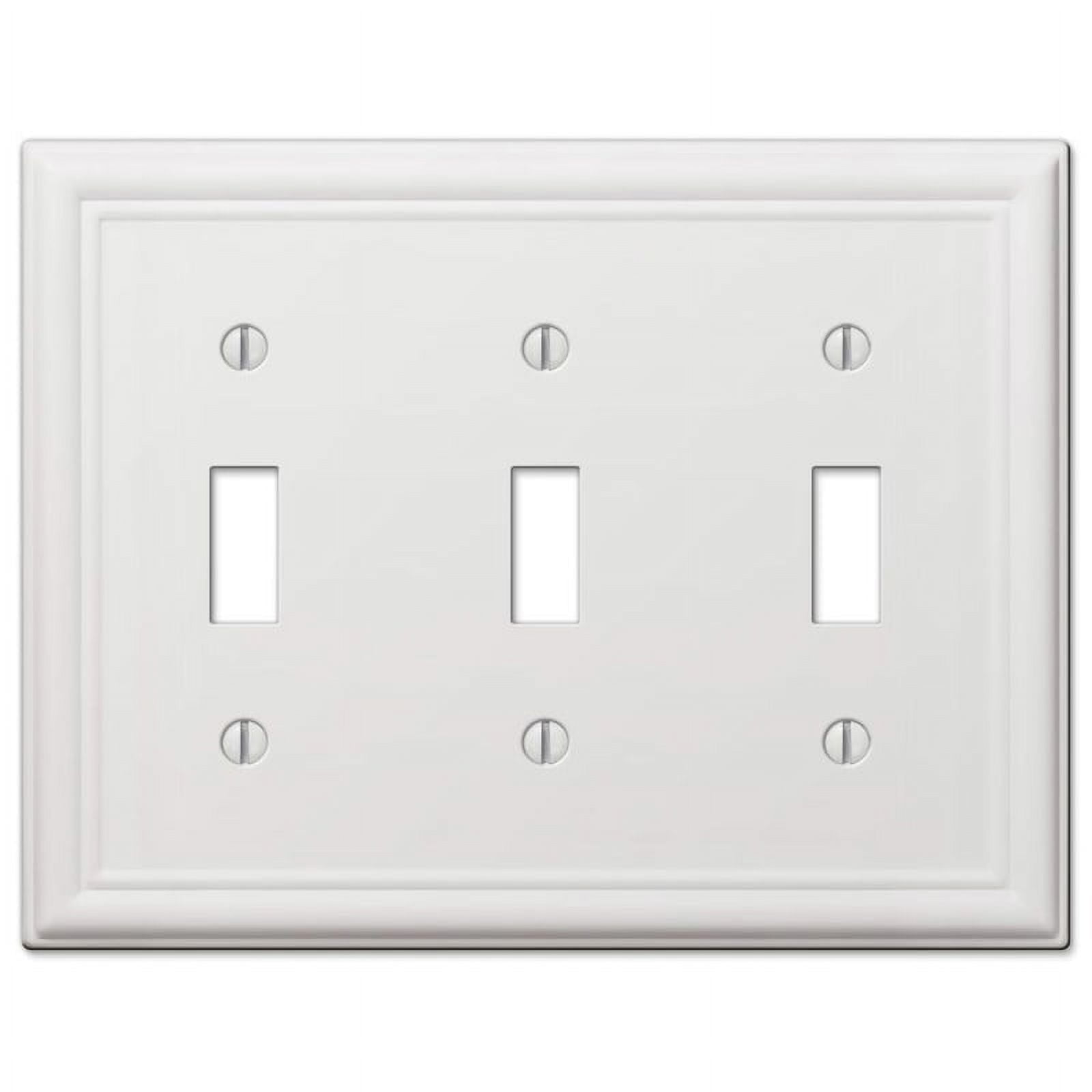 Chelsea White 3-Gang Stamped Steel Toggle Wall Plate