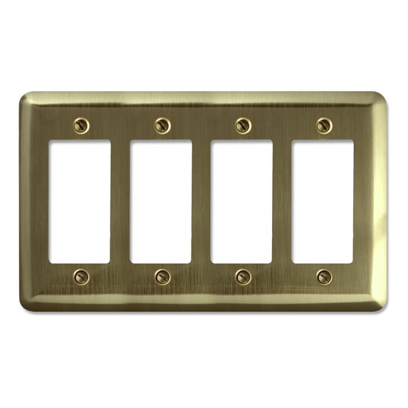 Amerelle 154R4 Devon Wallplate, 4 Rocker, Steel, Brushed Brass, 1-Pack