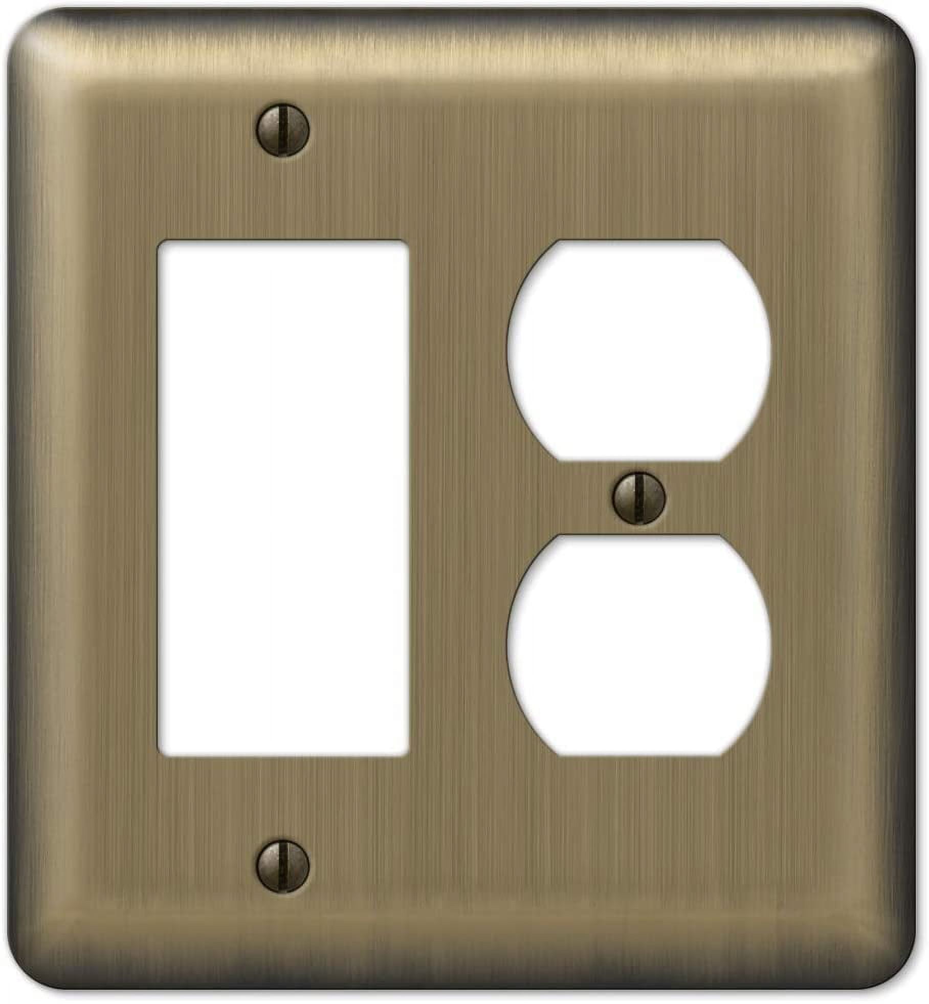 Amerelle 154RD Moderne Wallplate 1 Rocker / 1 Duplex Steel Brushed Brass 1-Pack