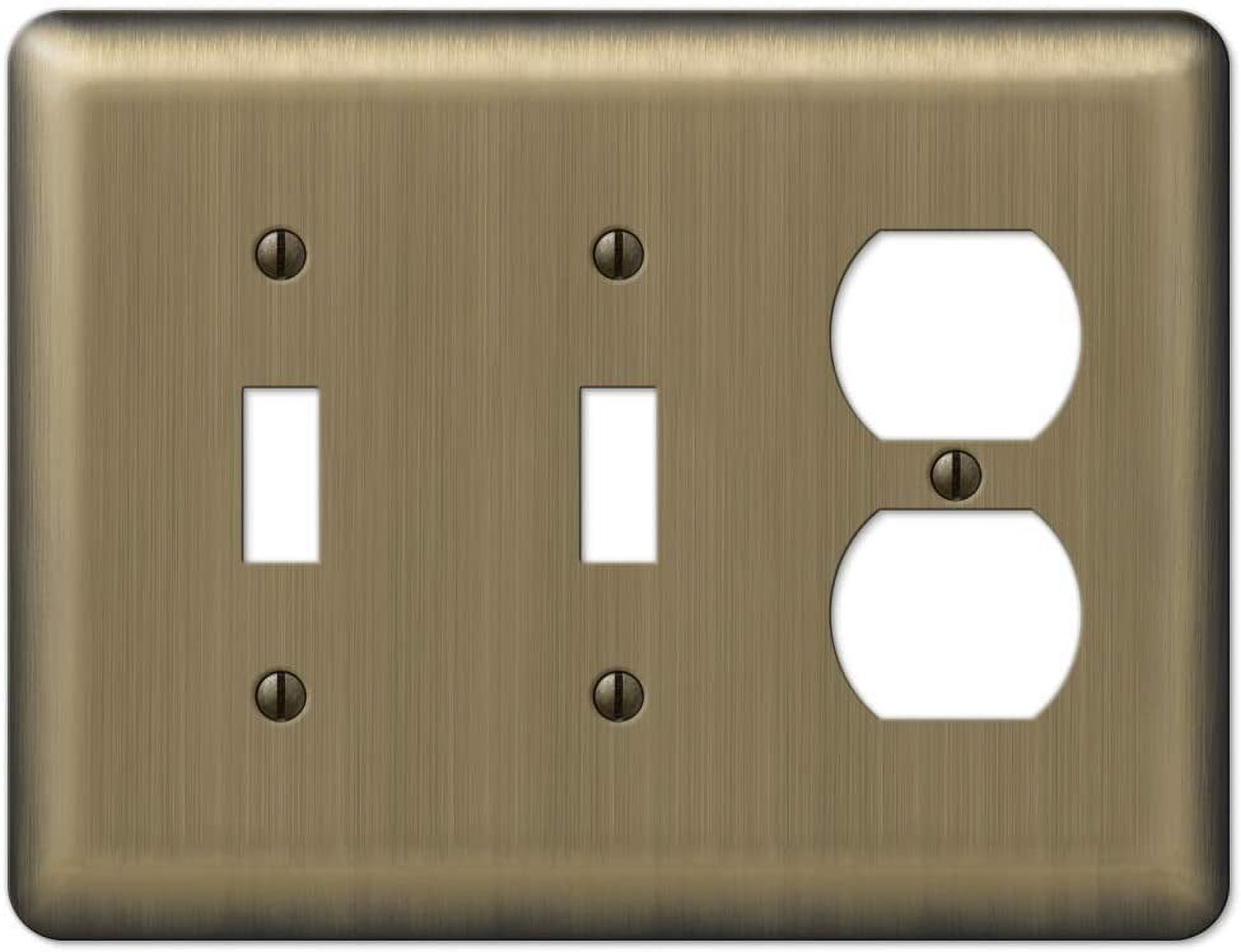 Amerelle 154TTD Moderne Wallplate 2 Toggle / 1 Duplex Steel Brushed Brass 1-Pack