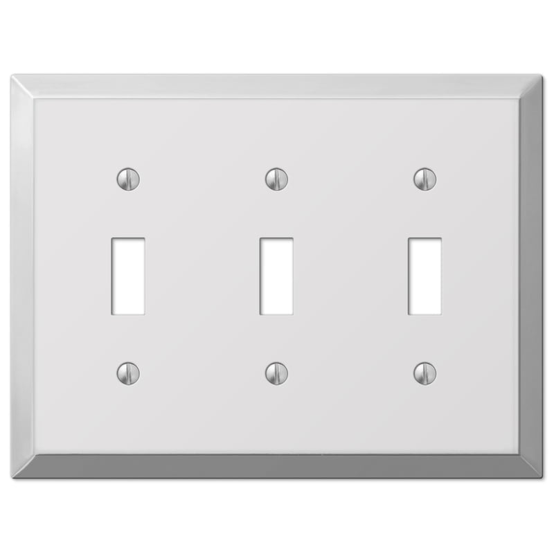 Polished Chrome 3-Gang Stamped Steel Toggle Wall Plate