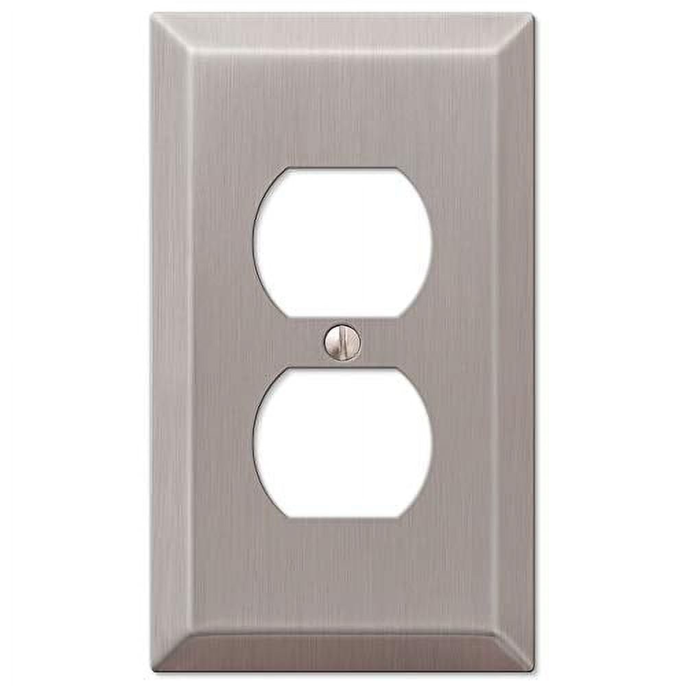 Brushed Nickel 1-Gang Duplex Outlet Steel Wall Plate