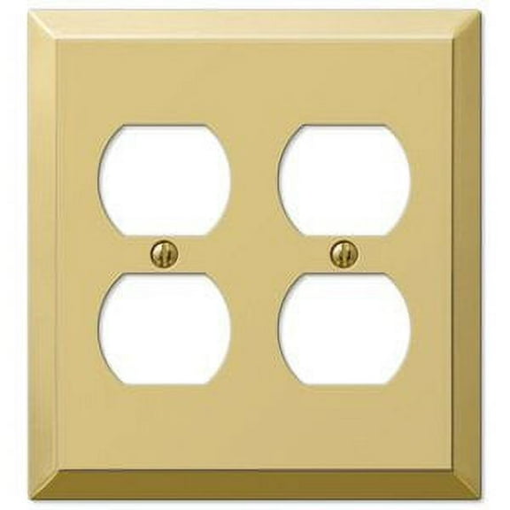 Amerelle 163DDBR Century Wallplate, 2 Duplex, Steel, Polished Brass, 1-Pack
