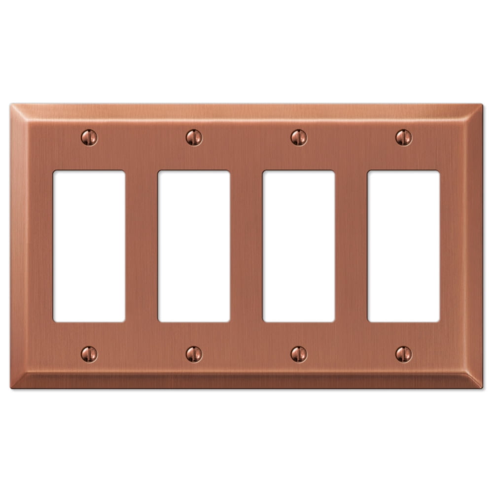 Antique Copper Quadruple Rocker Steel Wall Plate