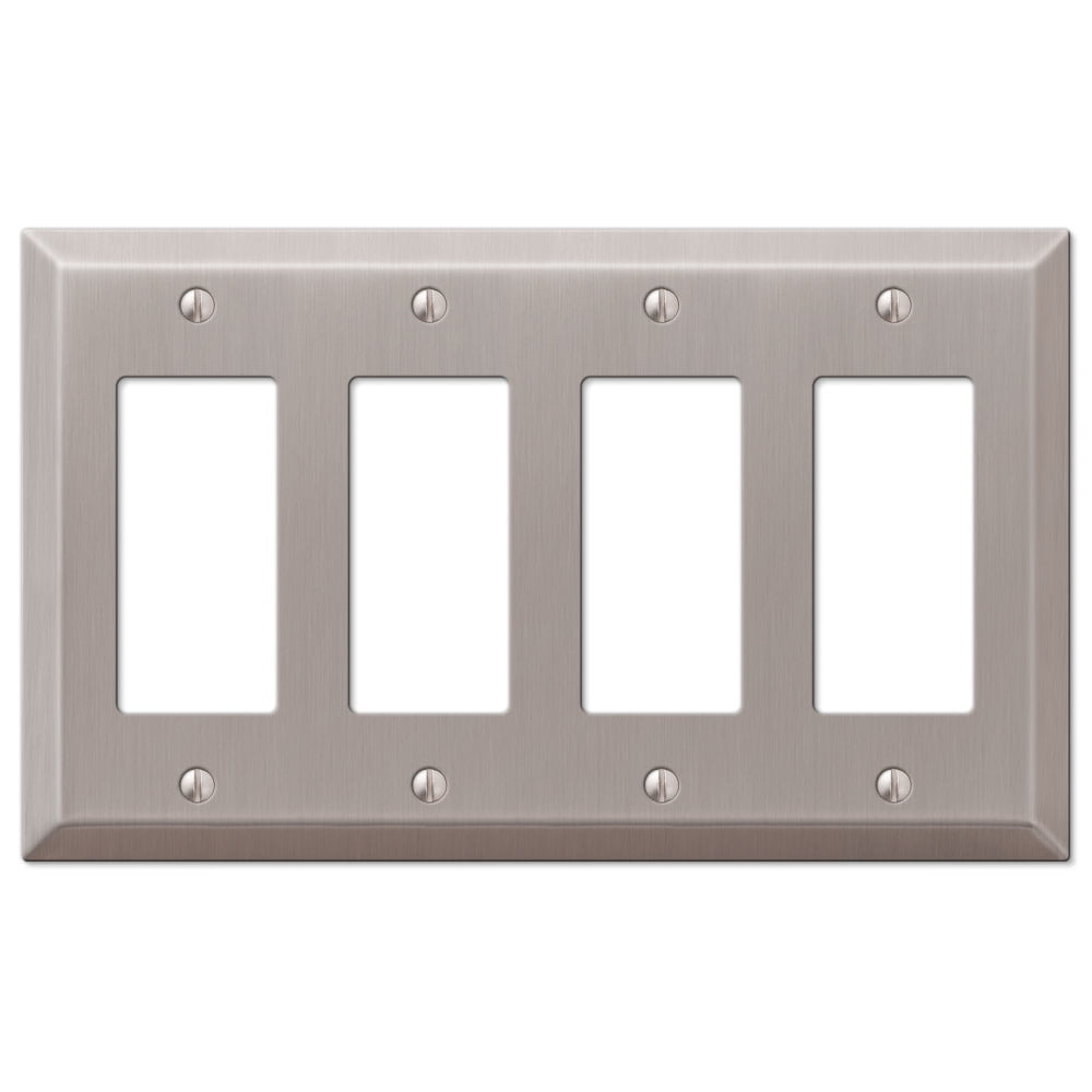 Brushed Nickel Quad Rocker Steel Wallplate