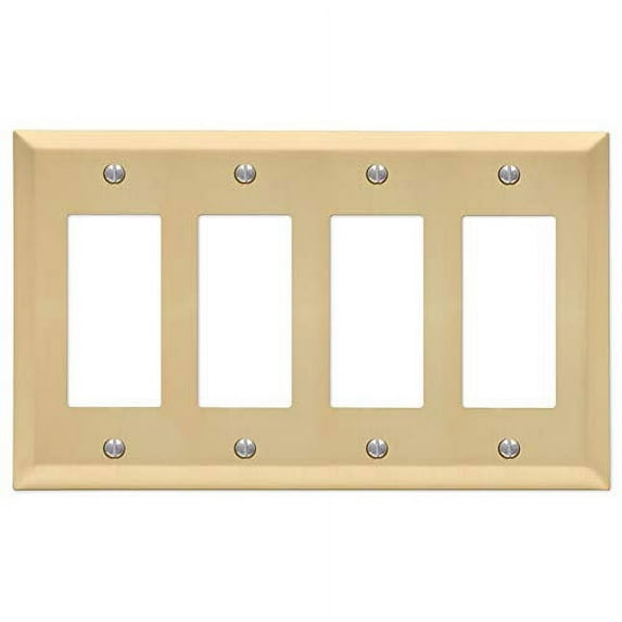 Amerelle 163R4SB Moderne Wallplate 4 Rocker Steel Polished Brass 1-Pack
