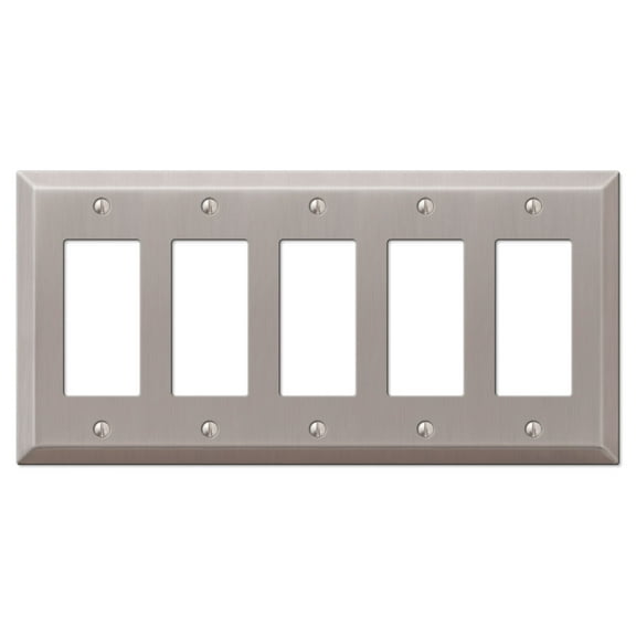 Amerelle 163R5BN Century Wallplate, 5 Rocker, Steel, Brushed Nickel, 1-Pack