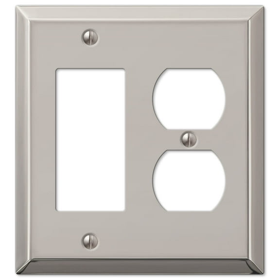Amerelle, 163RDPN Century Wallplate, 1 Rocker / 1 Duplex, Steel, Polished Nickel, 1-Pack